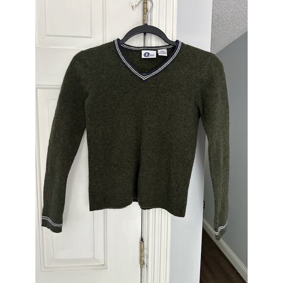 VTG Arizona Jeans Sweater Wool Academia Preppy Y2K Green V Neck Sz Small READ - Picture 1 of 10
